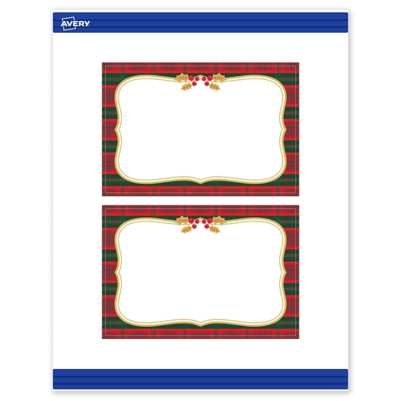 Avery Postcards, 4" x 6", Gold-Red-Green Plaid, Matte, 20ct