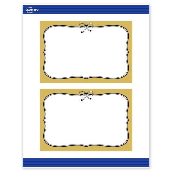 Avery Postcards, 4" x 6", Gold with Black Bow Design, Matte