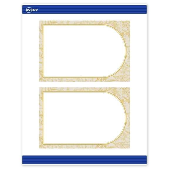 Avery Postcards, 4" x 6", Matte White, Arched Metallic Gold Florals