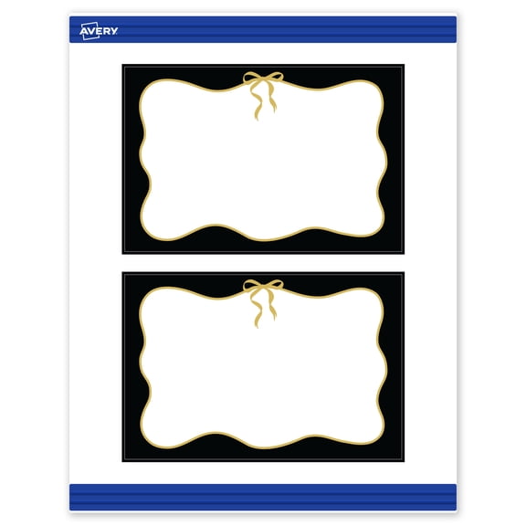 Avery Postcards, 4" x 6", Matte White, Black/Metallic Gold Bow