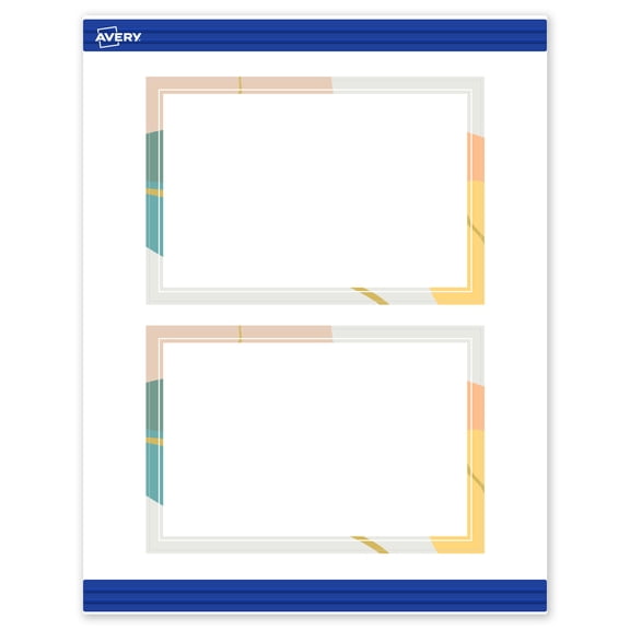 Avery Postcards, 4" x 6", Matte White, Color Block/Gold Veins