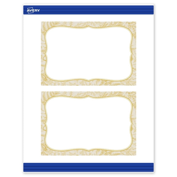 Avery Postcards, 4" x 6", Matte White, Flourished Gold Florals
