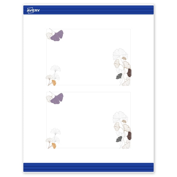 Avery Postcards, 4" x 6", Matte White, Silver/Gingko Leaves