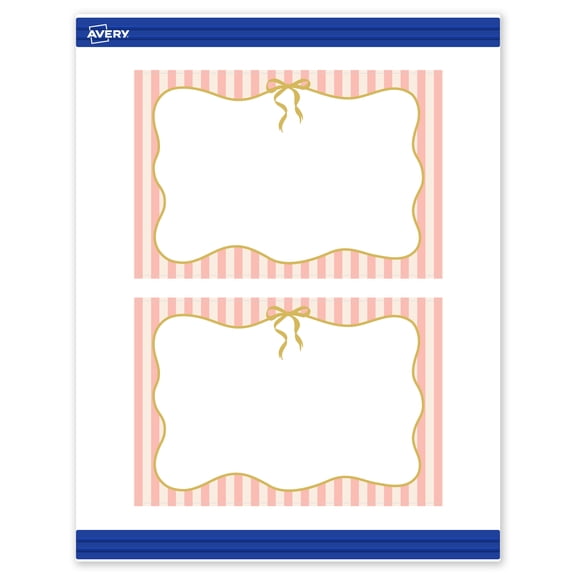 Avery Postcards, 4" x 6", Pink Stripes with Gold Bow, Matte