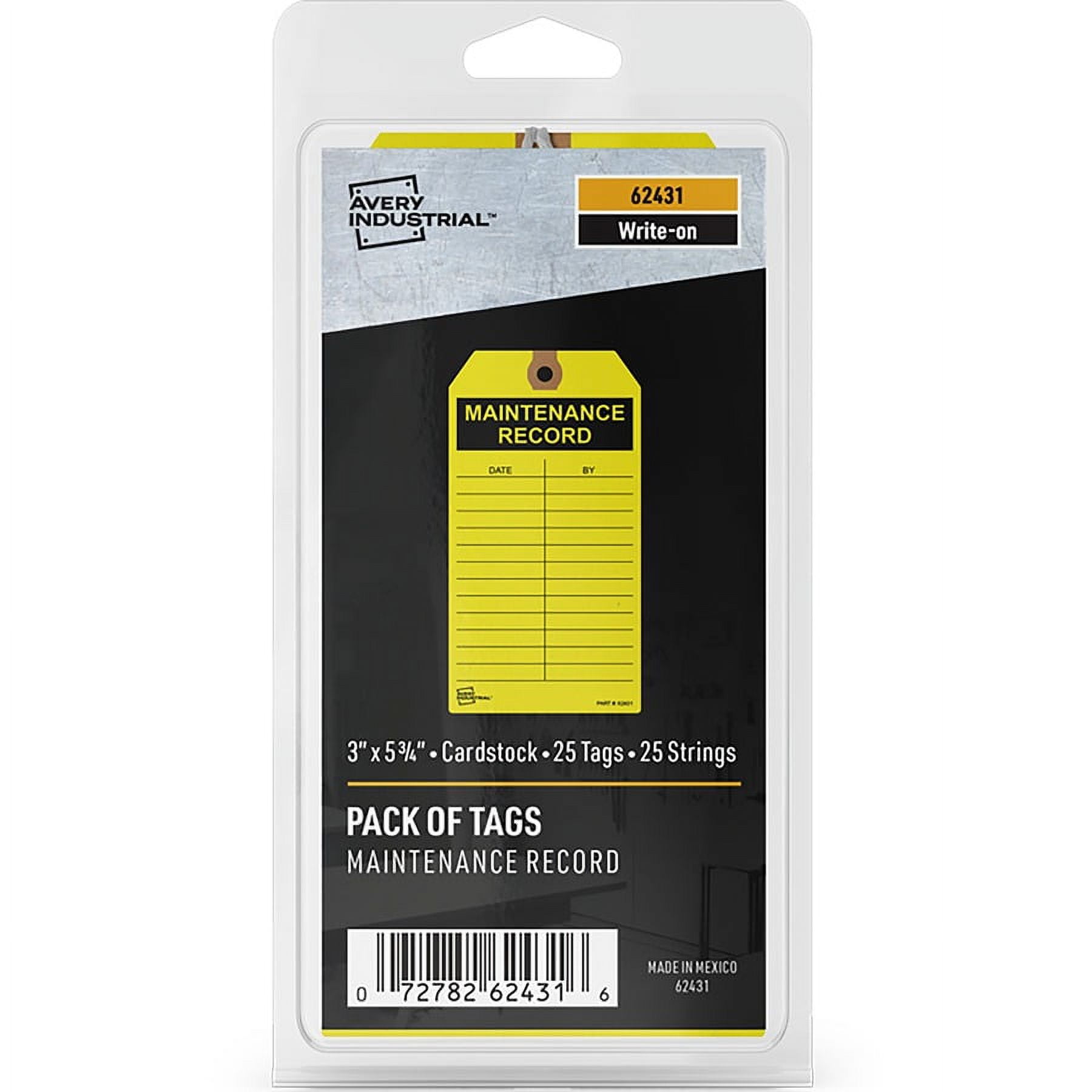 Avery Preprinted MAINTENANCE RECORD Hang Tags - 5.75 Avery Preprinted MAINTENANCE RECORD Hang Tags - 5.75