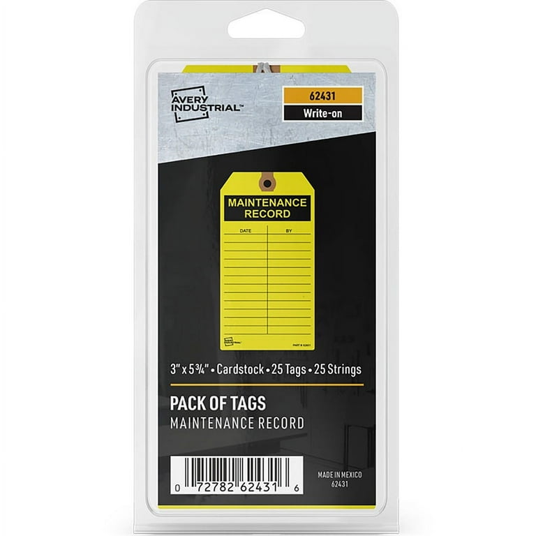 Avery Preprinted MAINTENANCE RECORD Hang Tags - 5.75 Avery Preprinted MAINTENANCE RECORD Hang Tags - 5.75