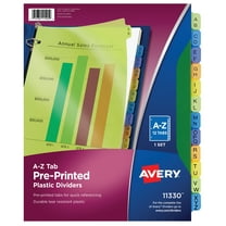 Avery Preprinted Plastic Dividers, 12-Tab Set, A-Z, Multicolor (11330)