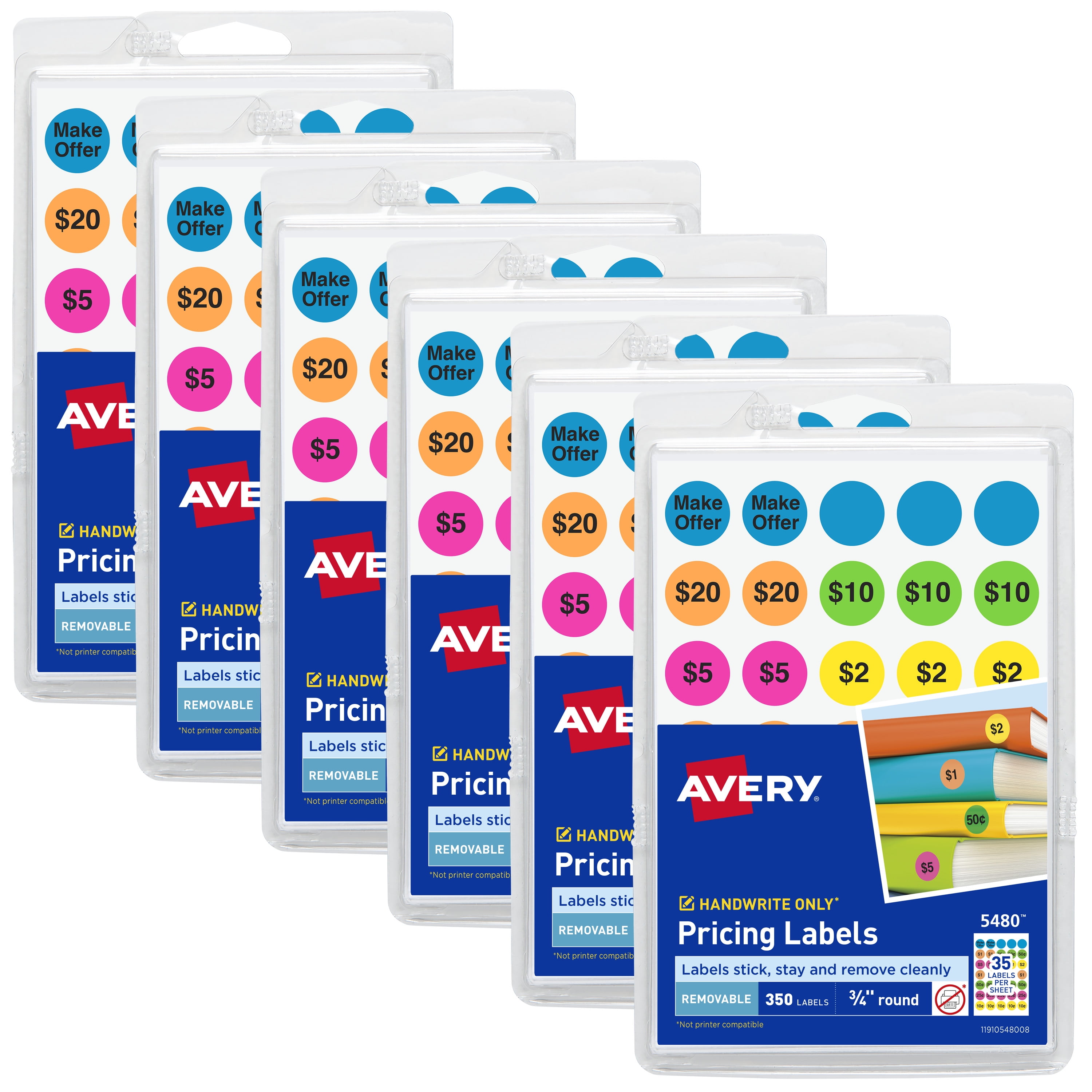 Avery Preprinted Removable Pricing Labels, 3/4 Inch Round Labels