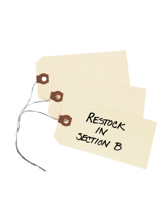 Price Tags with String Attached, 11.5 pt. Stock, 4-3/4" x 2-3/8", 1,000 Manila Hang Tags (12605)