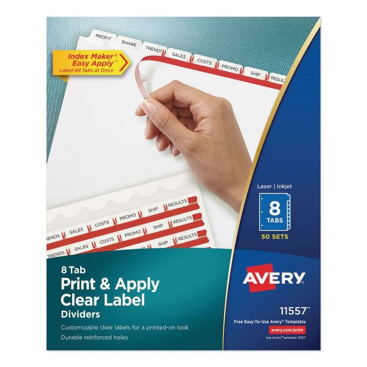 Avery Print Apply Clear Label Dividers 8 Tab White Tab Letter 50 Avery print apply clear label dividers 8 tab white tab letter 50
