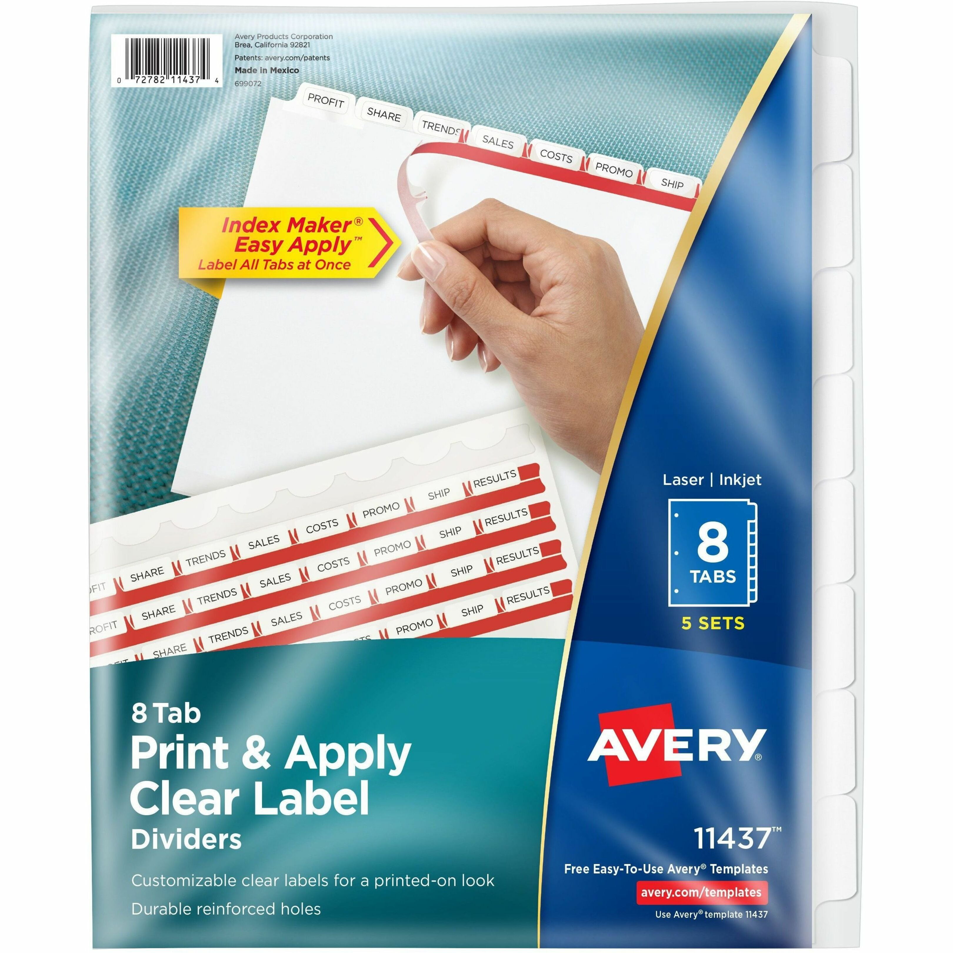 Label Strip Avery Print & Apply Clear Label Dividers, Index Maker(R) Easy Apply(TM ...