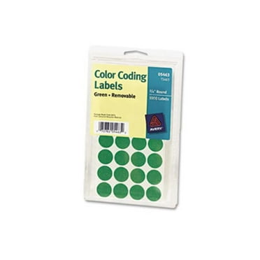 Avery  Print or Write Removable Color-Coding Labels- 3/4in dia- Green- 1008/Pack