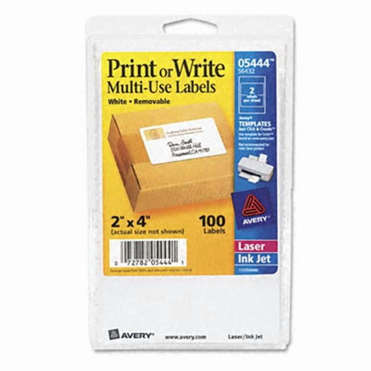 Avery Print or Write Removable Multi-Use Labels- 2 x 4- White- 100/Pack ...