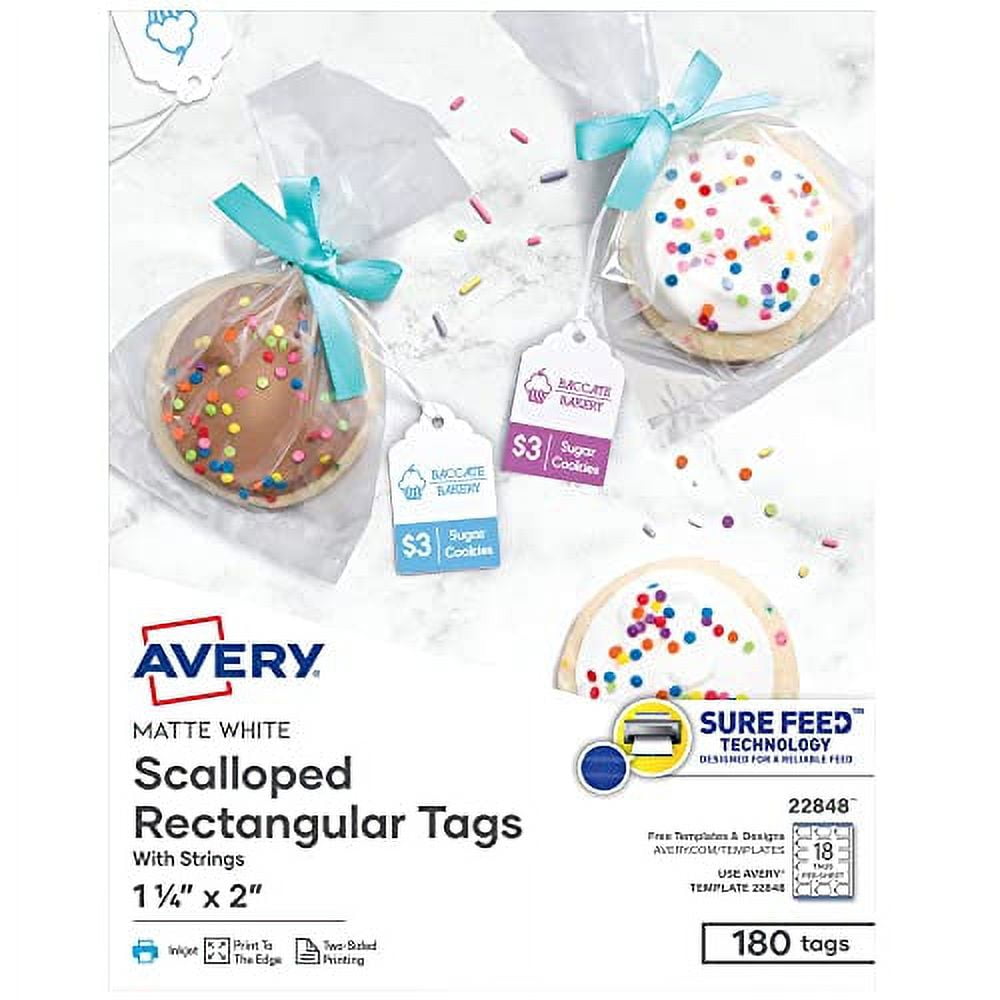 Avery Printable Blank Scallop Gift Tags with Sure Feed, 2" x 1.25 ...