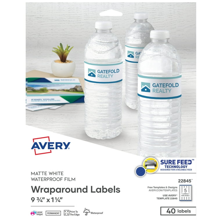 Avery Printable Blank Wraparound Rectangle Labels, 1.25" x 9.75", Matte  White, 40 Customizable Labels (22845) - Walmart.com