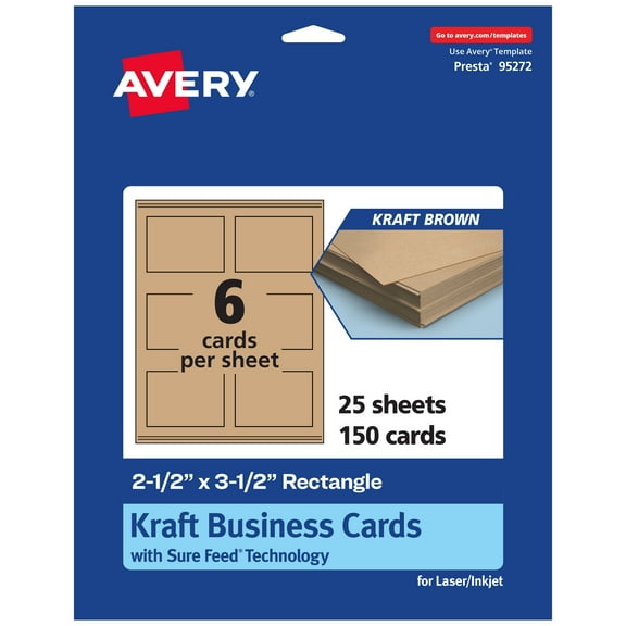 Avery Printable Business Cards, 2.5" x 3.5", Kraft Brown, 150ct