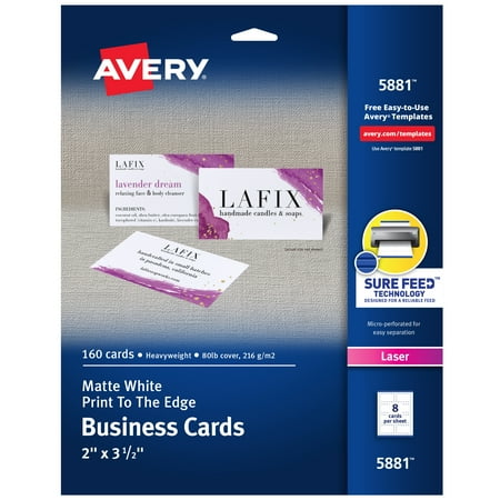 Avery Printable Business Cards, 2" x 3.5", White, 250 Cards (05881)