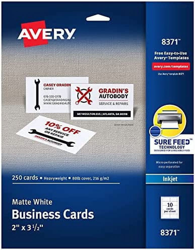 Avery Printable Business Cards, Inkjet Printers, 250 Cards, 2 x 3.5