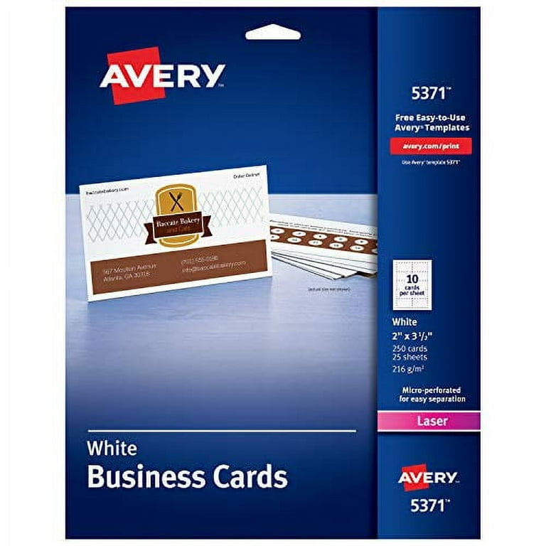 Avery Laser 2 x 3 1/2 inch White Business Cards 250 Count (5371)