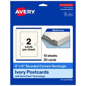 Avery Printable Cards with Rounded Corners, 4" x 6", Matte Ivory, 20ct