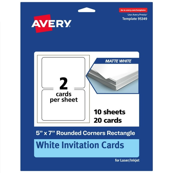 Avery Printable Cards with Rounded Corners, 5" x 7", Matte White, 20ct