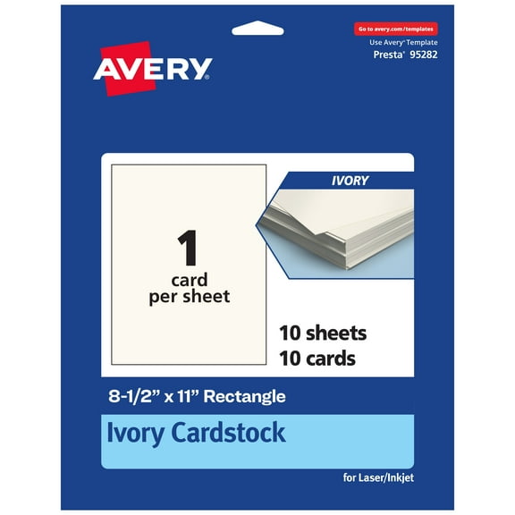 Avery Printable Cardstock, 8.5" x 11", Ivory, 10ct