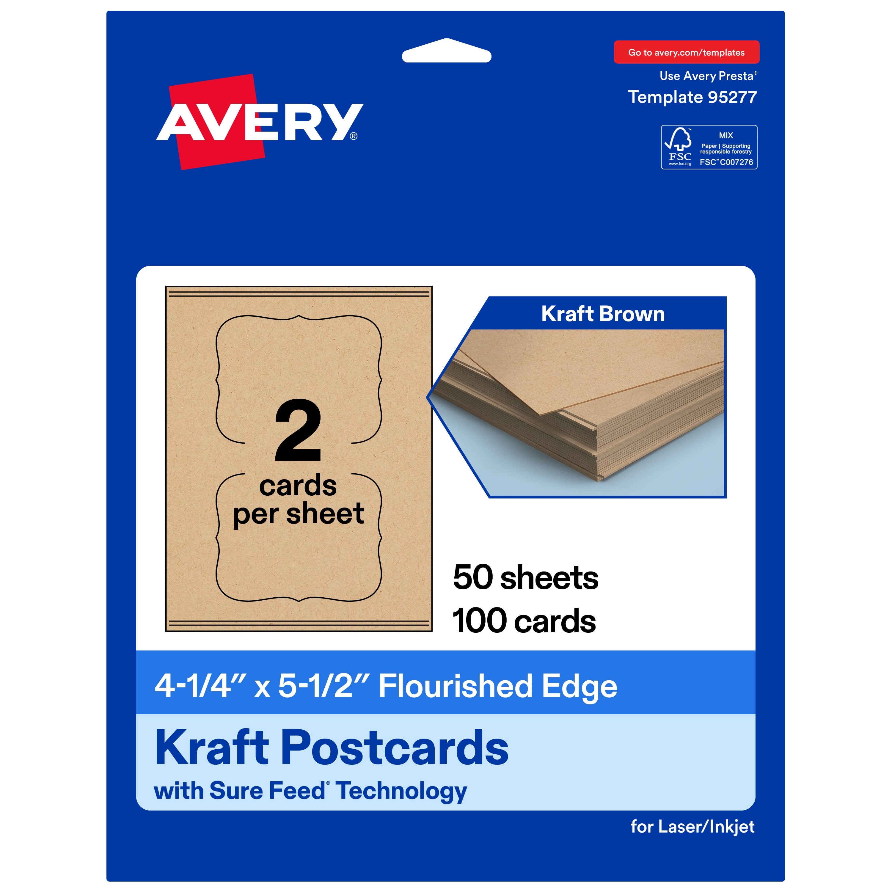 Postcard Ruffle Edges Avery Printable Flourished Edge Postcards, 4.25