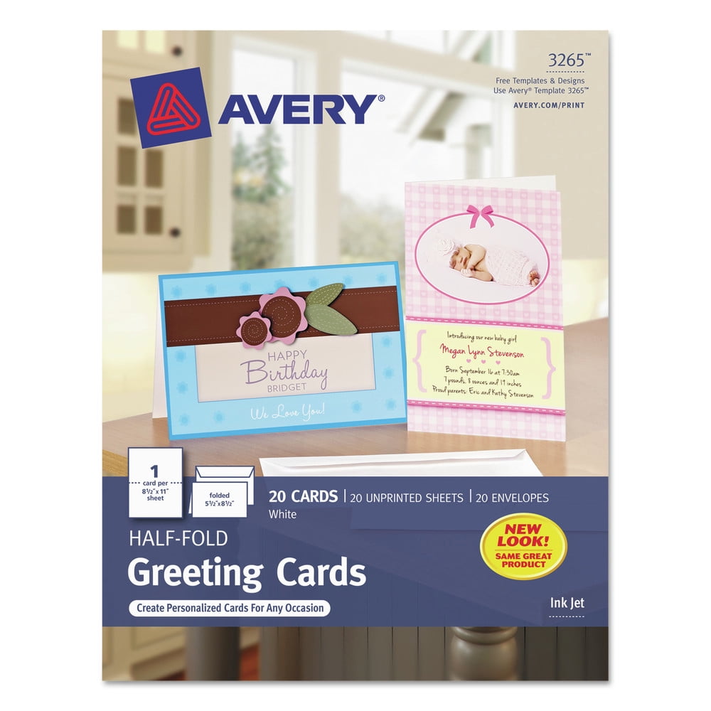 Avery Greeting Cards, Half-Fold, 5-1/2 x 8-1/2 - Matte - 20 / Box - White