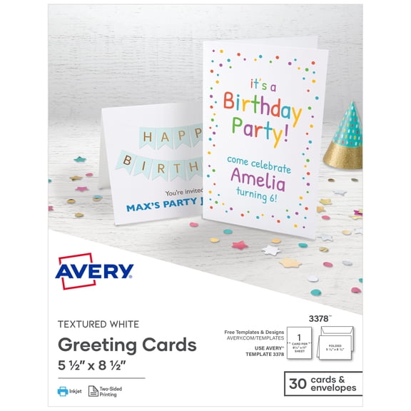 Avery® Half-Fold Greeting Cards & Envelopes, Textured White (3378)