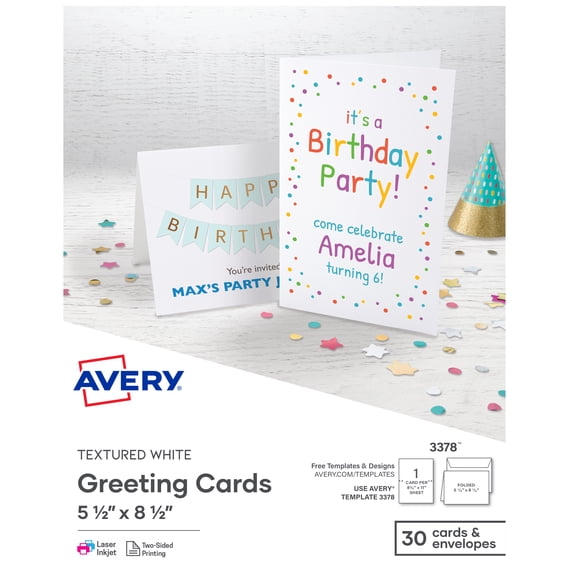 Avery Half-Fold Greeting Cards & Envelopes, Textured White (3378)