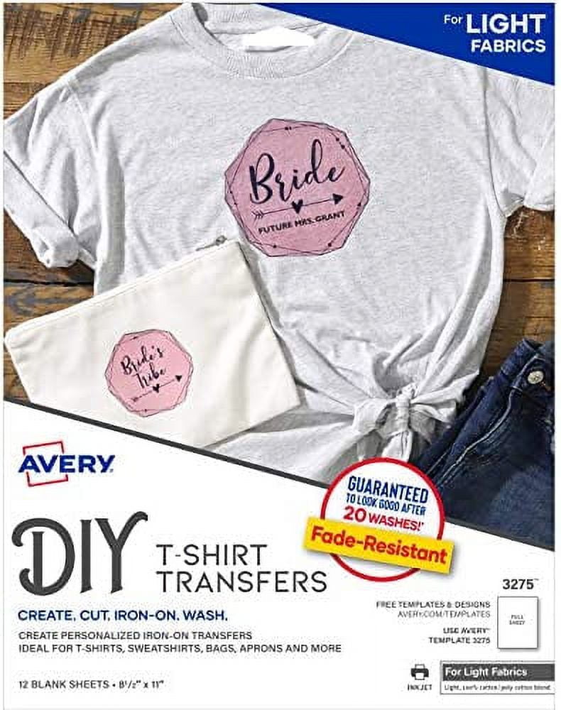 Avery Printable Heat Transfer Paper for Light Fabrics, 8.5" x 11