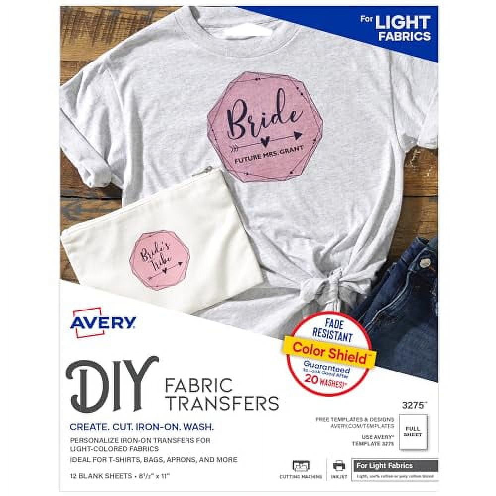 Avery Printable Heat Transfer Paper for Light Fabrics, 8.5" x 11