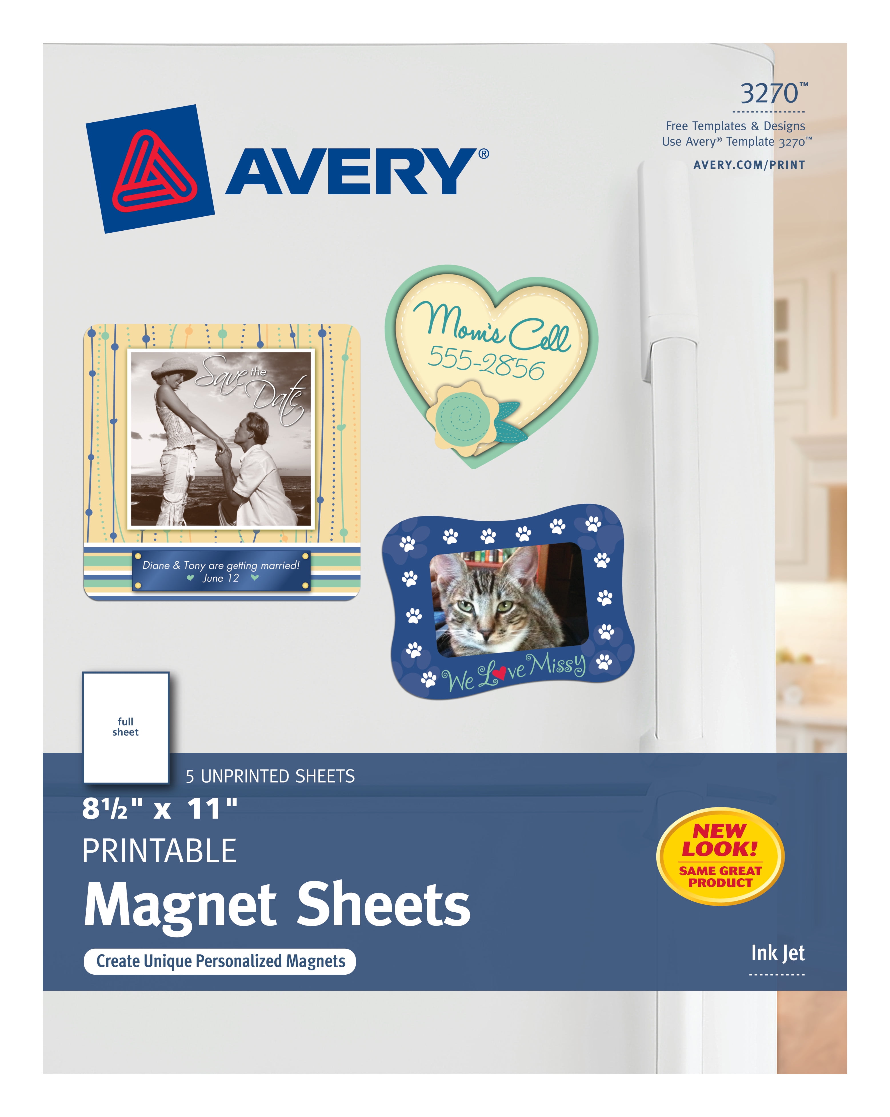 Avery Printable Magnetic Sheets, Inkjet Printer Compatible, 8.5