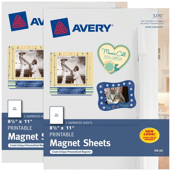Avery Printable Magnet Sheets, 8.5" x 11", White, 2 Packs (5814)