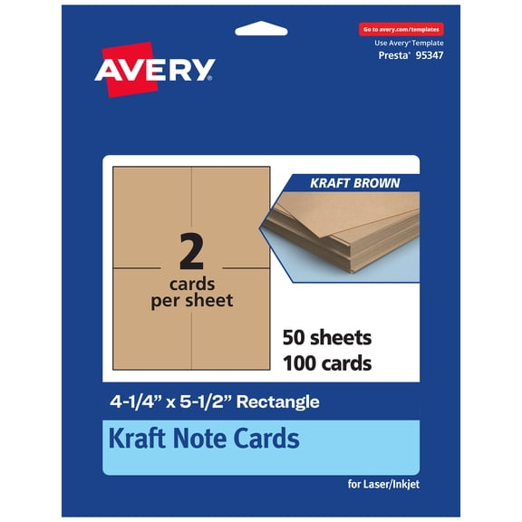 Avery Printable Note Cards, 4.25" x 5.5", Kraft Brown, 100ct