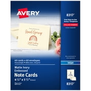 Avery Embossed Note Cards & Envelopes, 4.25" x 5.5", 60ct (8317)