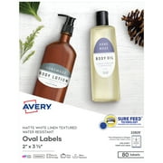 Avery Printable Oval Labels, 2" x 3-1/3", White, 80ct (22829)