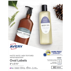 Avery Printable Oval Labels, 2" x 3-1/3", White, 80ct (22829)