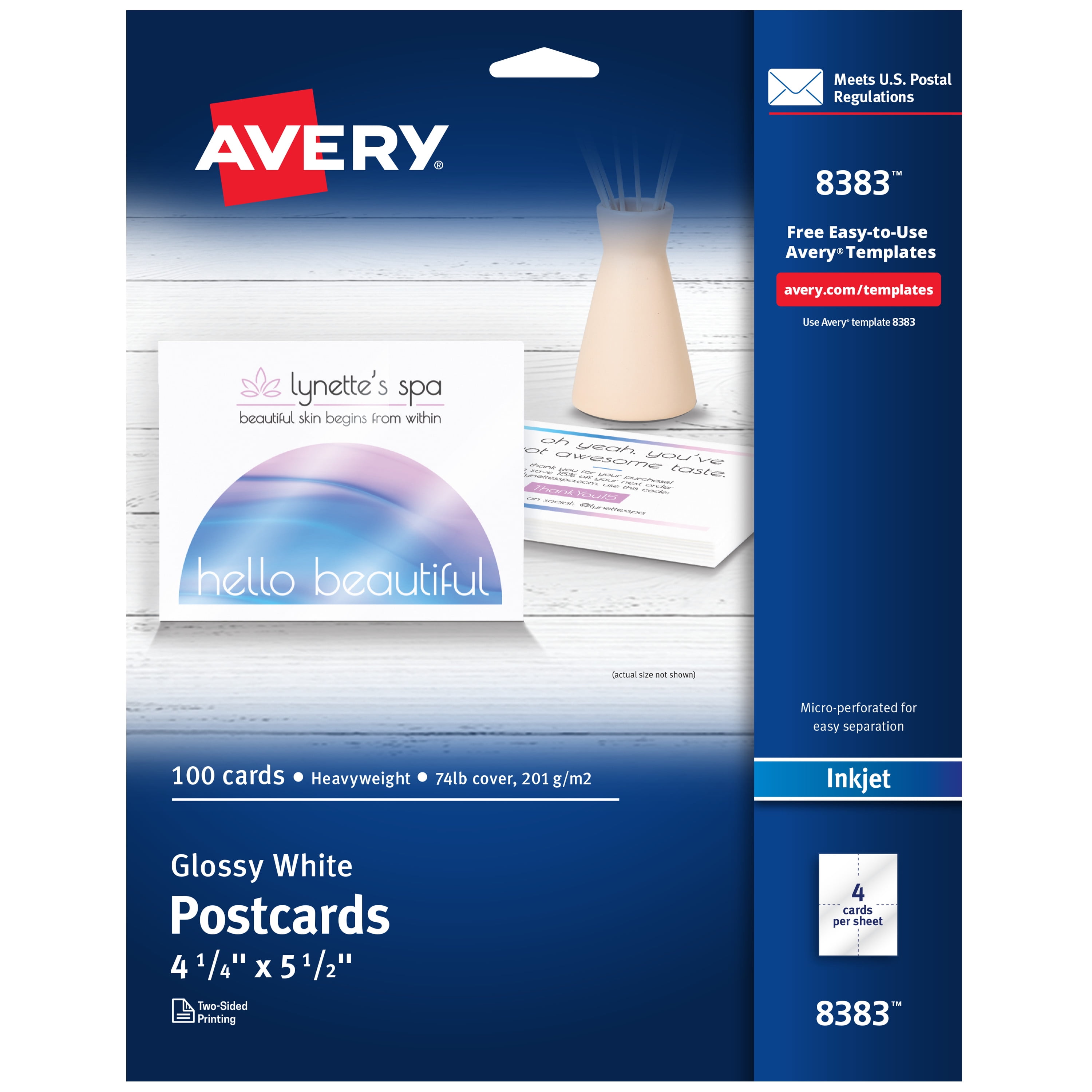 Avery Printable Postcards, 4.25" x 5.5", Glossy White, 100 Blank ...