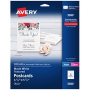 Avery Postcards, 4.25" x 5.5", Matte, Laser & Inkjet, 120ct (3380)