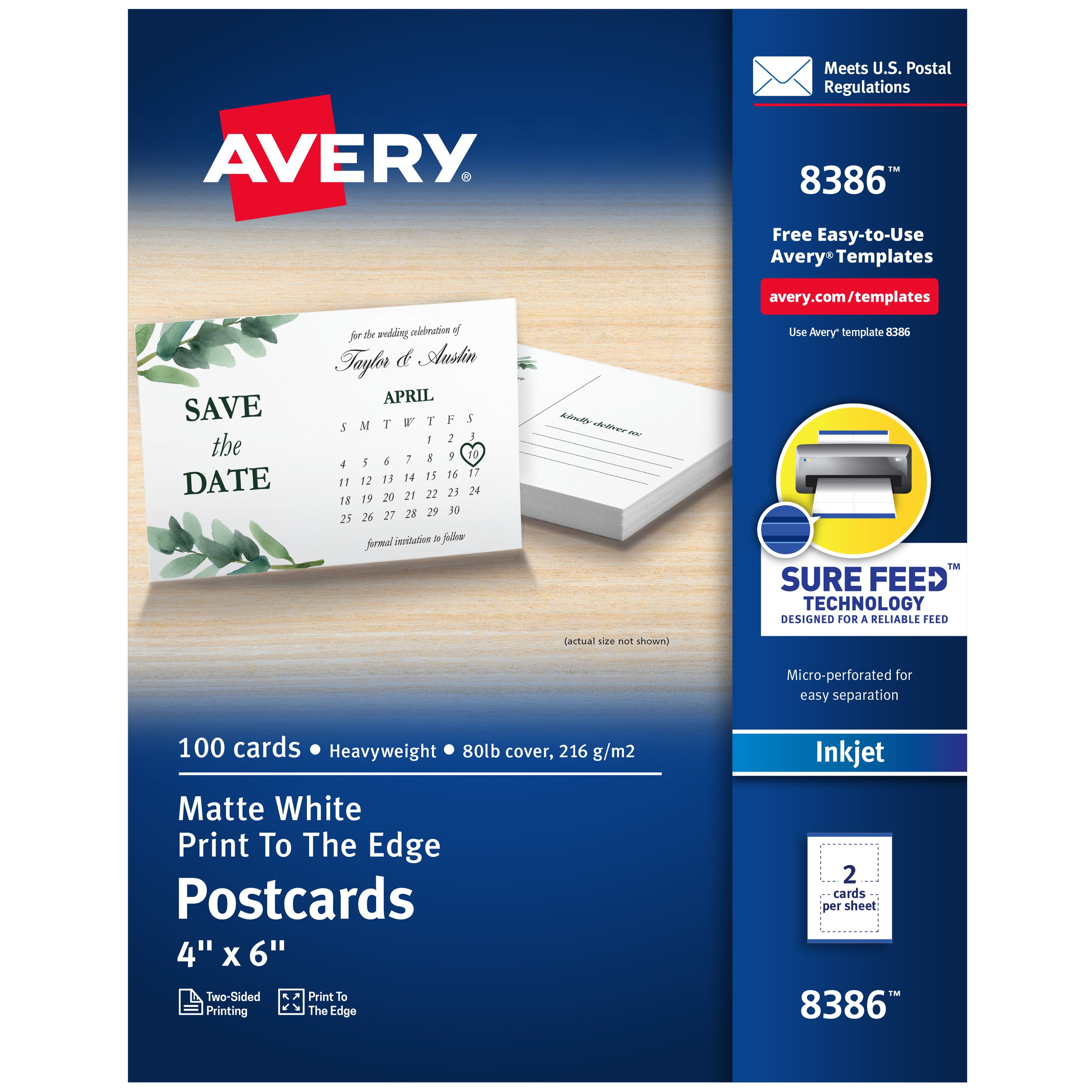 Avery Printable Greeting Cards, Quarter-Fold, 4.25 x 5.5, Matte White, 20  Blank Cards with Envelopes (3266) 