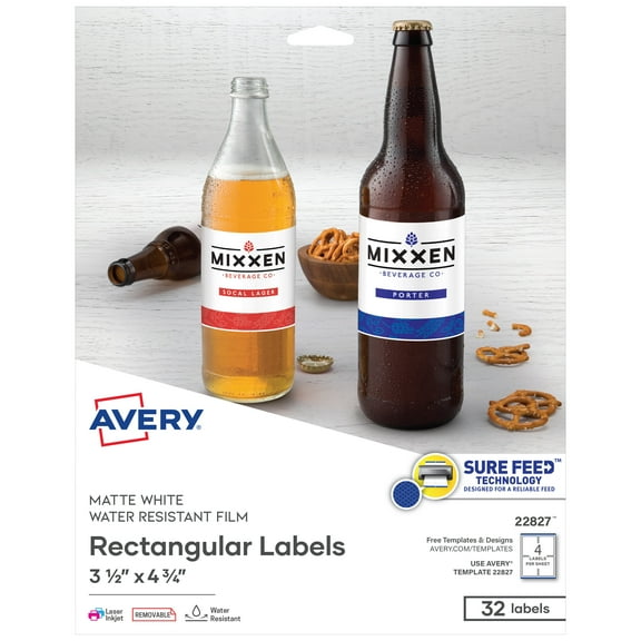 Avery Printable Rectangle Labels, 3.5" x 4.75", White, 32ct (22827)