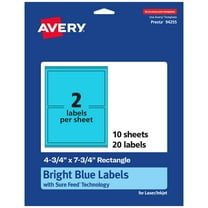 Avery Printable Rectangle Labels, Bright Blue, 4.75" x 7.75", 20ct