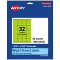 thumbnail image 1 of Avery Printable Rectangle Labels, Bright Green, 1.25" x 1.75", 1,280ct, 1 of 11