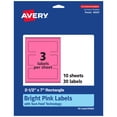 thumbnail image 1 of Avery Printable Rectangle Labels, Bright Pink, 2.5" x 7", 30ct, 1 of 11
