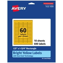 Avery Printable Rectangle Labels, Bright Yellow, 0.5" x 1.75", 600ct