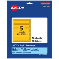 Avery Printable Rectangle Labels, Bright Yellow, 1.5" x 7.5", 50ct