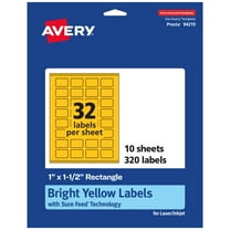 Avery Printable Rectangle Labels, Bright Yellow, 1" x 1.5", 320ct