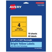 Avery Printable Rectangle Labels, Bright Yellow, 2.25" x 7.75", 40ct