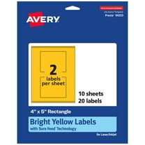 Avery Printable Rectangle Labels, Bright Yellow, 4" x 5", 20ct